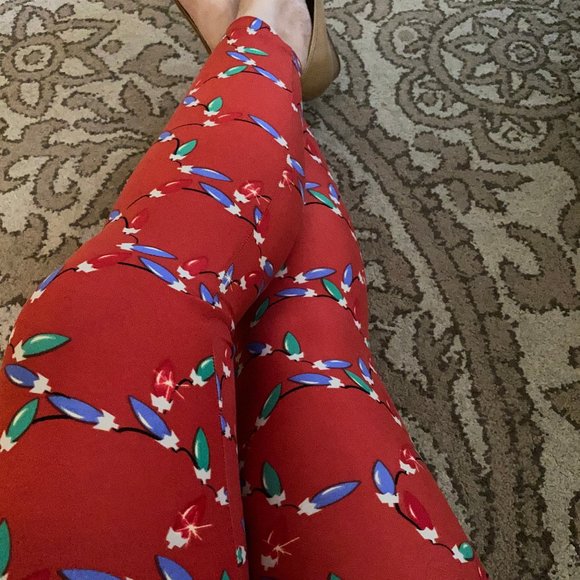 EUC LuLaRoe Xmas Lights Leggings OS - Picture 1 of 4